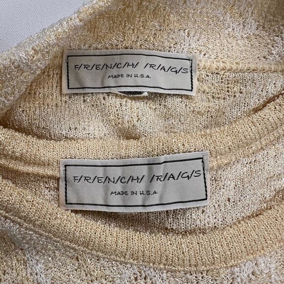 French Rags Buttercream Yellow Asian Inspired Pointelle Sweater Twinset Size M - Picture 2 of 16